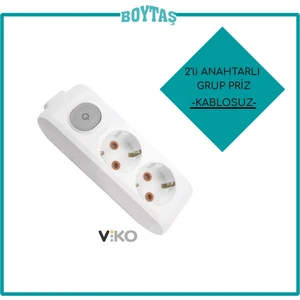 2'li Anahtarlı Grup Priz-Beyaz(Kablosuz)