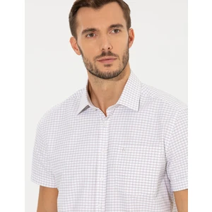 Pierre Cardin Erkek Bej Regular Fit Kısa Kollu Gömlek 50252474-VR011
