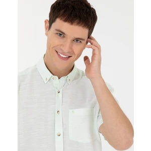 Pierre Cardin Erkek Yeşil Keten Görünümlü Regular Fit Kısa Kollu Gömlek 50255247-VR054