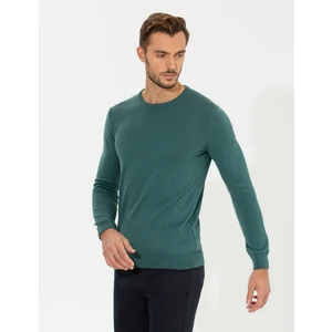 Pierre Cardin Erkek Yeşil Slim Fit Bisiklet Yaka Basic Triko Kazak 50258993-VR054