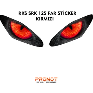 Rebon Moto Design Rks Srk 125R Uyumlu Far Kaplama Sticker Kırmızı