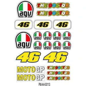 Rebon Moto Design 46 Agv Tasarımlı Ekipman Kask Motorsiklet Sticker Seti 01