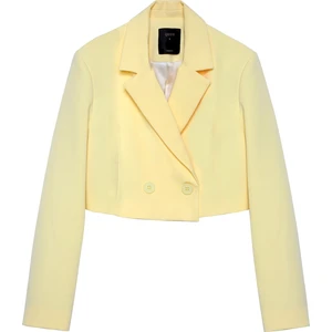 Kruvaze Crop Blazer Ceket Sarı