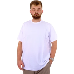Mode Xl Büyük Beden Erkek T-Shirt Bisiklet Yaka Interlok 23162 Beyaz