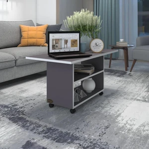 Kenzlife orta salon sehpası atina gri 075*090*50 tekerlekli yemek masası