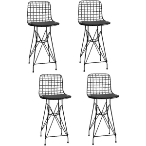 Knsz orta boy tel bar sandalyesi 4 lü mağrur syhsyh 65 cm oturma yüksekliği mutfak bahçe cafe ofis