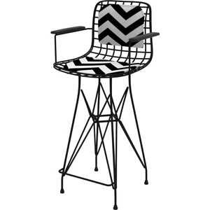 Knsz orta boy tel bar sandalyesi 1 li mağrur syhaldo kolçaklı sırt minderli 65 cm oturma yüksekliği mutfak bahçe cafe ofis