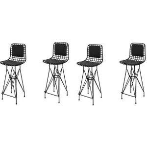 Knsz orta boy tel bar sandalyesi 4 lü mağrur syhsyh sırt minderli 65 cm oturma yüksekliği mutfak bahçe cafe ofis