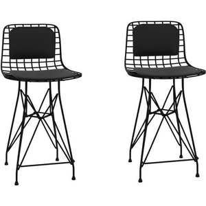 Knsz orta boy tel bar sandalyesi 2 li mağrur syhsyh sırt minderli 65 cm oturma yüksekliği mutfak bahçe cafe ofis