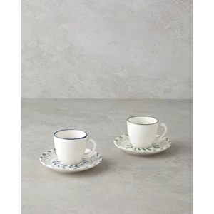 English Home Petally Bone Porselen 4 Parça 2 Kişilik Kahve Fincan Takımı 90 ml Mavi-Yeşil