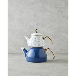 English Home Ornate Retro Emaye Çaydanlık 1,1 Litre + 2,3 Litre Mavi