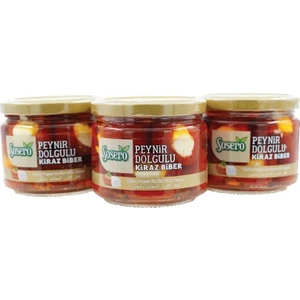 Peynir Dolgulu Kiraz Biber 3 x 290 gr Cam Kavanoz