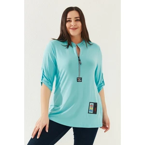 Lady Majestic Büyük Beden Fermuarlı Bluz