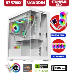 Delux x2 Ryzen 7 5700X 32GB Ram 1tb  M.2 Nvme SSD 8gb RTX4060 Sıvı Soğutmalı Oyuncu Bilgisayarı