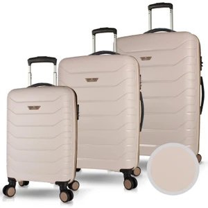 My Valice Solid Pp Polipropilen Kırılmaz Kabin Orta ve Büyük Boy Krem 3'lü Valiz Seti