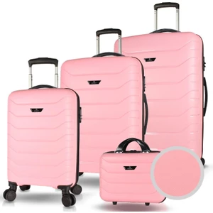 My Valice Solid Pp Polipropilen Kırılmaz Kabin Orta Büyük ve Makyaj Boy Toz Pembe 4'lü Travel Valiz Seti