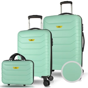 My Valice Solid Pp Polipropilen Kırılmaz Makyaj Kabin ve Orta Boy Mint Yeşili 3'lü Valiz Seti