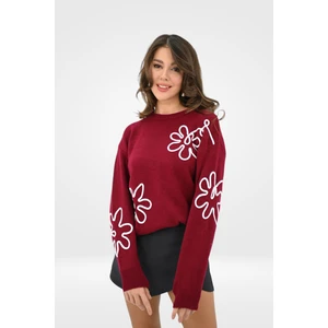 Koza Butik Kadın Çiçek Desenli Triko Kazak 0025 1003