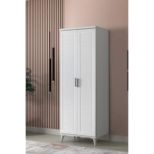 Ücretsiz Montaj - %100 MDF Paris 2 Kapaklı Beyaz Gardırop - MDF Dolap - Elbise Dolabı