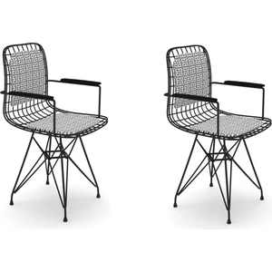 Knsz kafes tel sandalyesi 2 li mazlum syhtalen kolçaklı sırt minderli ofis cafe bahçe mutfak