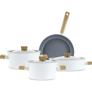 x Refika Swiss Crystal Creamy Wood 7 Parça Tencere Seti