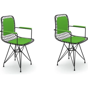 Knsz kafes tel sandalyesi 2 li mazlum syhyşl kolçaklı sırt minderli ofis cafe bahçe mutfak