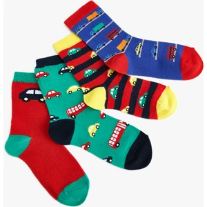 4'Lü Çorap Seti Araba Baskılı Çok Renkli