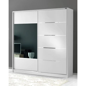 Ücretsiz Montaj - %100 MDF 180 CM Sürgülü Kapaklı Beyaz Gardırop - MDF Dolap - Elbise Dolabı