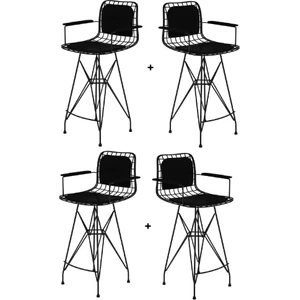 Knsz kafes tel bar sandalyesi 4 lü zengin syhsyh kolçaklı sırt minderli 75 cm oturma yüksekliği ofis cafe bahçe mutfak