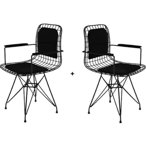 Knsz kafes tel sandalyesi 2 li mazlum syhsyh kolçaklı sırt minderli ofis cafe bahçe mutfak