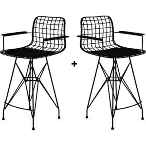 Knsz kafes tel bar sandalyesi 2 li zengin syhsyh kolçaklı 75 cm oturma yüksekliği ofis cafe bahçe mutfak