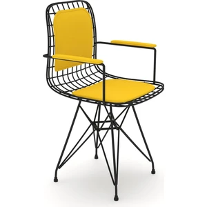 Knsz kafes tel sandalyesi 1 li mazlum syhsrı kolçaklı sırt minderli ofis cafe bahçe mutfak