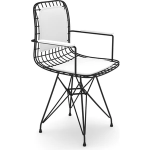 Knsz kafes tel sandalyesi 1 li mazlum syhbyz kolçaklı sırt minderli ofis cafe bahçe mutfak