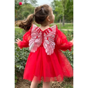 Kız Bebek Kız Çocuk Doğum Günü Parti Düğün Elbise Tüllü Tütü Astarlı Çocuk Giyim bebek giyim Elbise Uzun Kanatlı