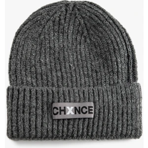 Katlı Bere Slogan Baskılı Etiket Işlemeli