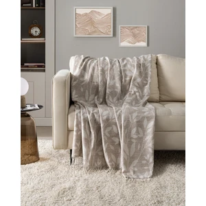 Tapis Tek Kişilik Pamuklu Battaniye - Bej/krem