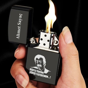 İşte Bu Kişiye Özel Isimli Benzinli Siyah Zippo Çakmak - Müslüm Gürses Baskılı