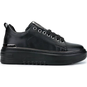Tamer Tanca Kadın Vegan Siyah Sneakers & Spor Ayakkabı 817 08-2 Bn Ayk SK24-25 Sıyah Cılt