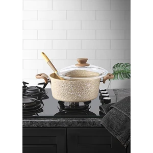 22 cm Granit Derin Tencere  Kahverengi