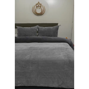 Fitilli Peluş Çift Kişilik Nevresim Takımı - Antrasit