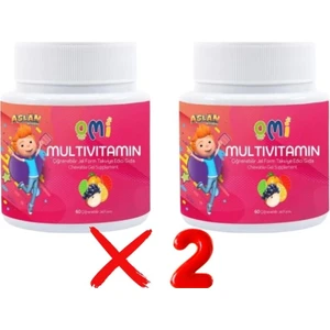 Aksu Vital Omi - Multivitamin Çiğnenebilir Jel Form 60 Yumuşak Şeker - Aslan Trt Çocuk 2 Kutu