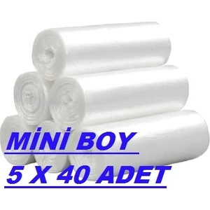 Mini Çöp Torbası 5 Rulo x 40 Adet Ebat 44 x 45 cm