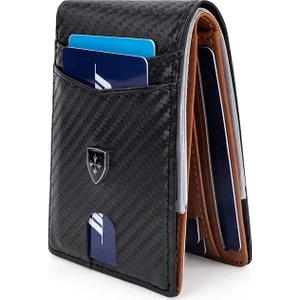 Minimalist Rfid Koruma Çift Kat Deri Çoklu Kart Cüzdan Erkek Kartlık Siyah