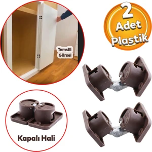 Yuvarlak Kafalı Gizli Gömme Plastik 2 Adet Dolap Kapak Mobilya Katlanır Masa Menteşesi Kahverengi