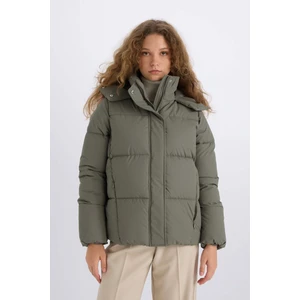 Su İtici Puffer Şişme Mont Oversize Geniş Kalıp Kapüşonlu Fermuarlı Çıtçıtlı A4090AX24WN