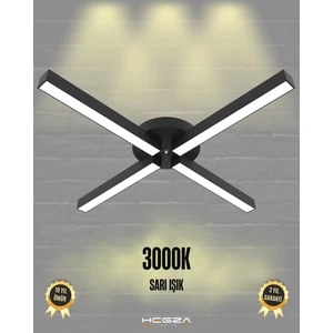 Hegza Lighting Molino (Siyah Kasa, Sarı Işık)  Ledli Modern Plafonyer LED Avize Salon Mutfak Oturma Odası Antre Hol