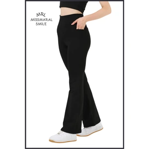 Miss Maral Kadın Siyah Ispanyol Paça Tayt Yüksek Bel Toparlayıcı Çift Cepli Bootcut  HB11053