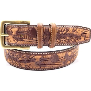 Deri Antik Taba Eskitme Efektli Meşe Desen Kemer