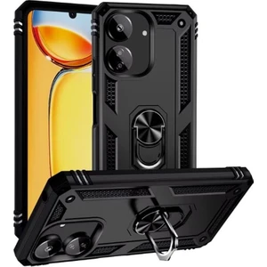 Xiaomi Poco C65 Kılıf Vega Standlı Yüzüklü Zırh + Ekran Koruyucu