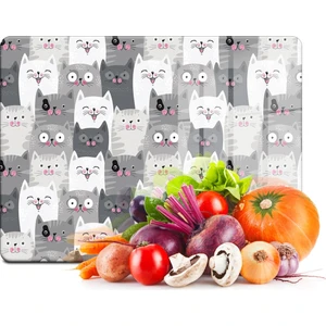 Cam Kesme Tahtası ve Sunum Tablası Kity Cat Desenli